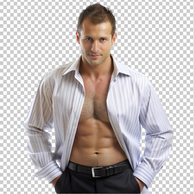 PSD i am the boss man open shirt on transparent background