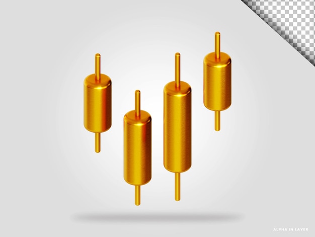 I bastoncini di candela dorati 3d rendono l'illustrazione isolata