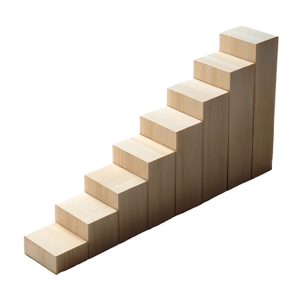 I blocchi di legno sono impilati simboleggiando l'incremento