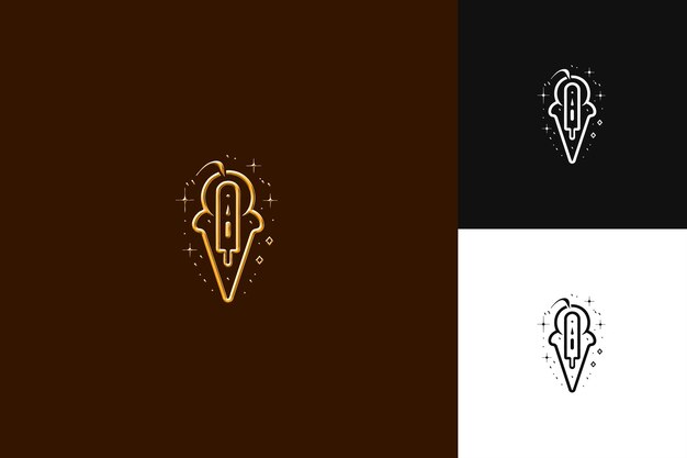 I con estilo de diseño de logotipo retró-futurista con ilustración de letra I con diseños vectoriales de logotipo