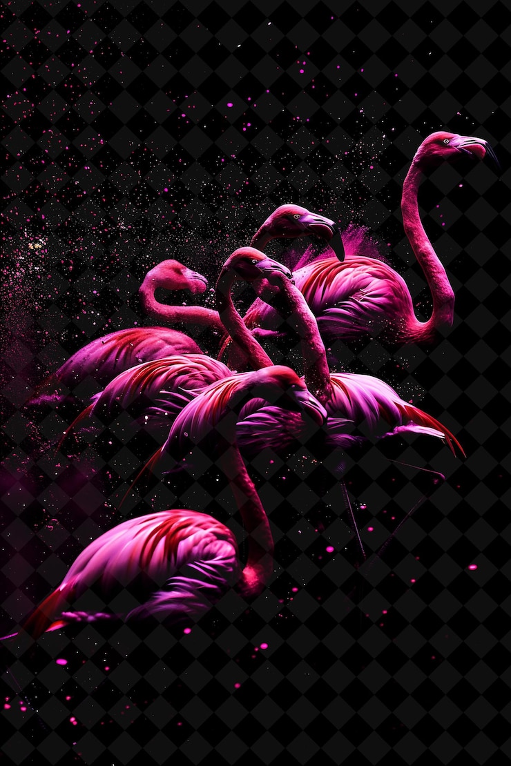 PSD i fenicotteri sono dipinti di rosa e viola.