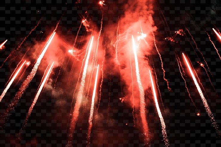 PSD i fuochi d'artificio sono visti nel cielo notturno