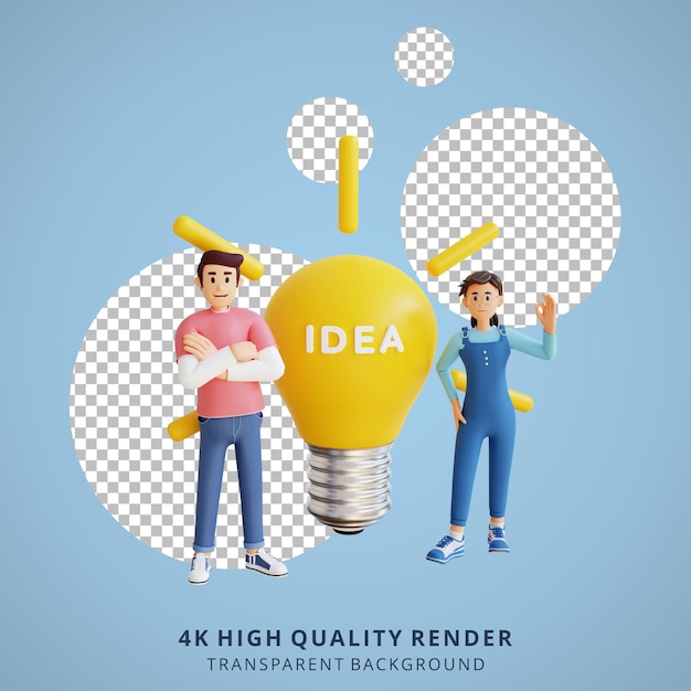 I giovani trovano idee illustrazione del personaggio 3d