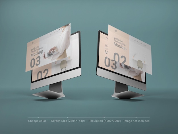 I mac 2021 m1 mockup con schermi mobili