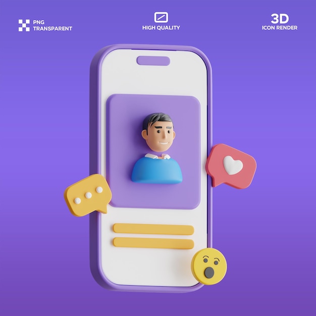 I social media PSD amano l'illustrazione 3D