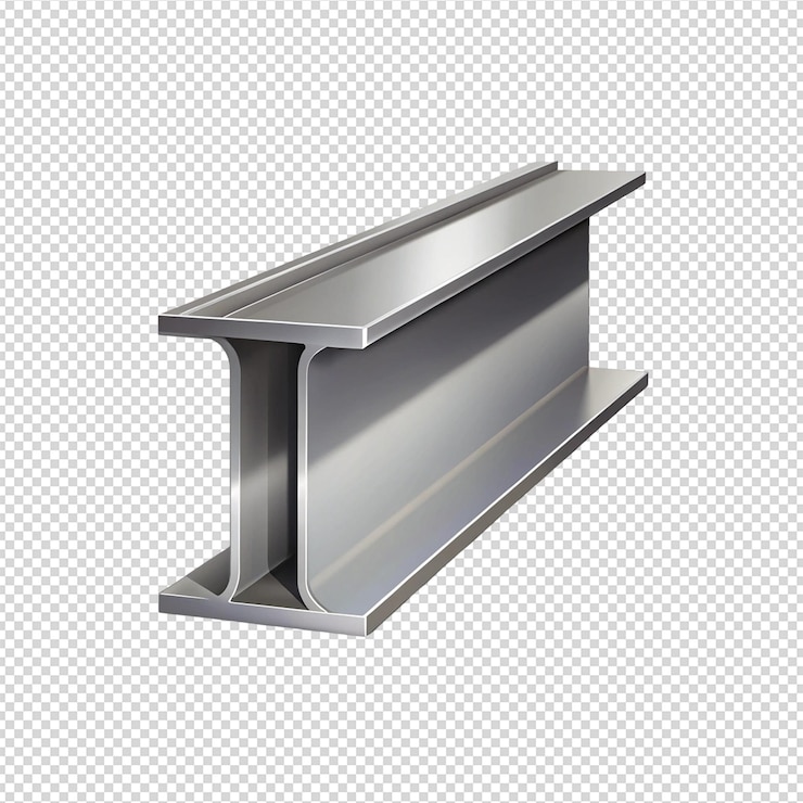 PSD ibeam de aço material de construção industrial brilho metálico fundo branco estrutural