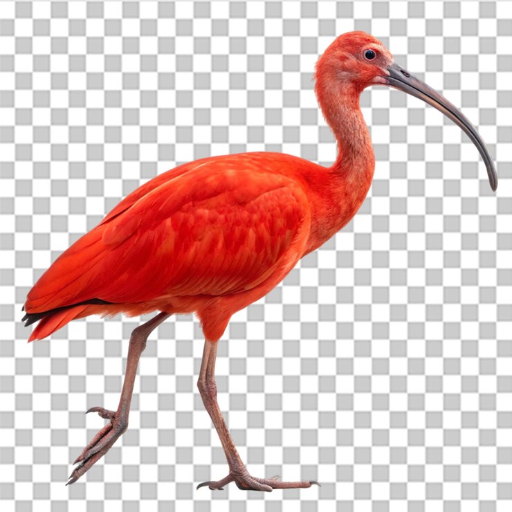 PSD el ibis escarlata está aislado sobre un fondo transparente.