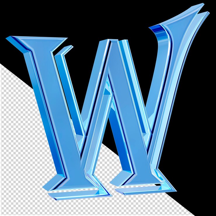 PSD ice blue symbol letter w