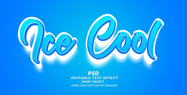 Ice Cool PSD 3D Efeito de Texto Editável