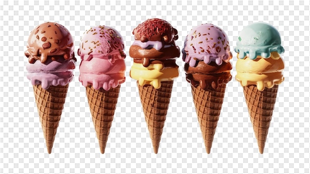 PSD ice cream cones are stacked on top of each other