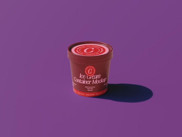 Ice Cream Container Mockup on Purple Surface