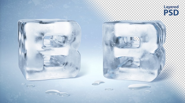 PSD ice cube 3d rendu lettre b