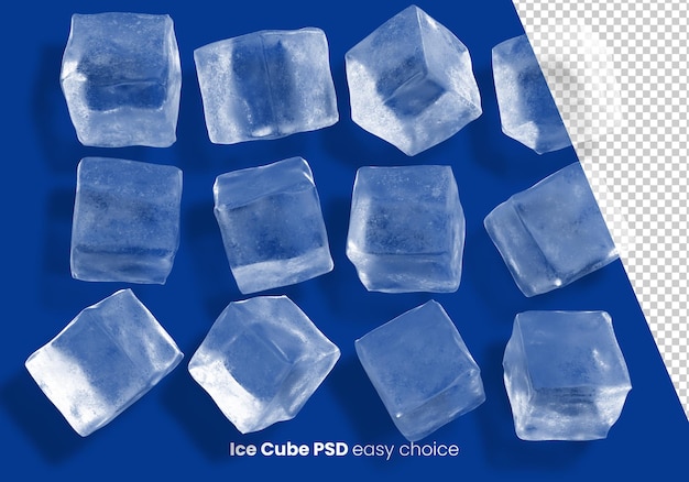 Ice cube psd es un fondo azul con cubitos de hielo