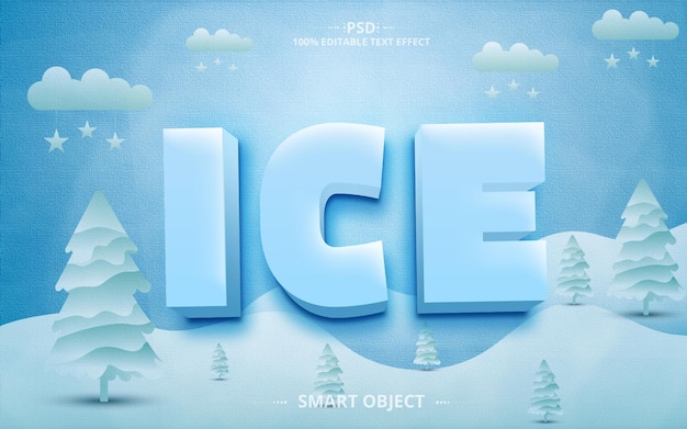 Ice melhor design de efeito de texto criativo
