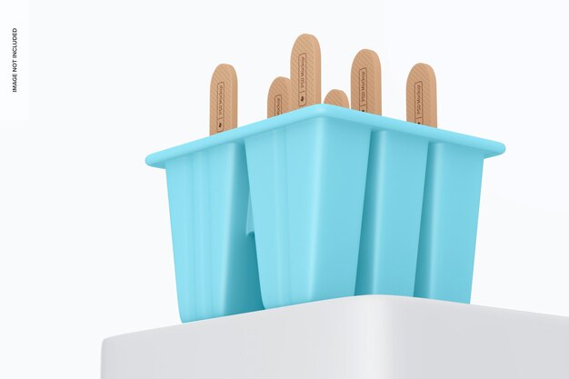 Ice pop silikonform mockup, low angle view