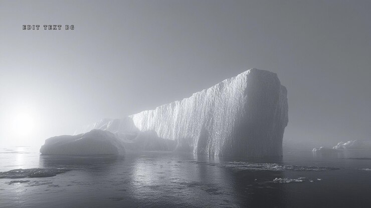 PSD un iceberg monocromático en la niebla del mar ártico