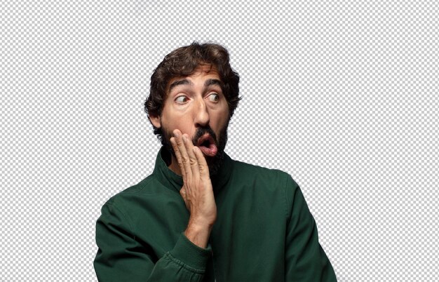 Ich fühle mich schockiert und erstaunt, als ich ungläubig mit offenem Mund Gesicht an Hand halte