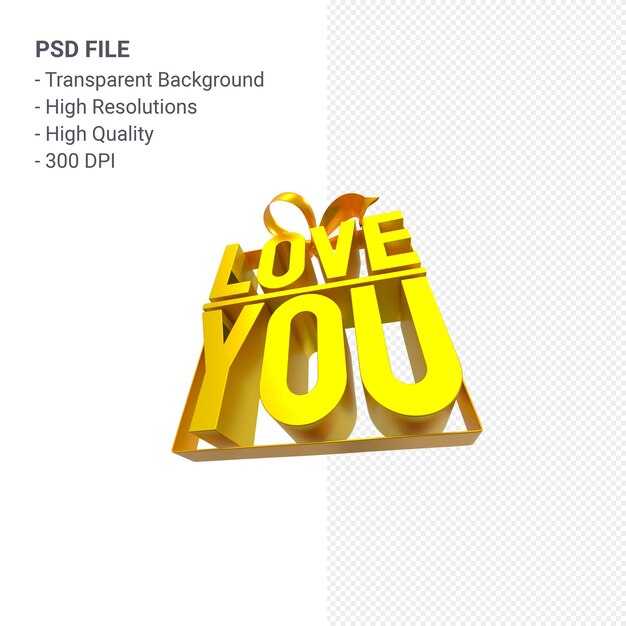 Ich liebe dich mit Bogen und Band 3d Design