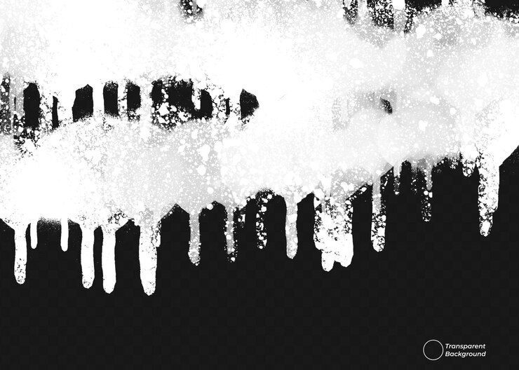 PSD icicles and snow on black background
