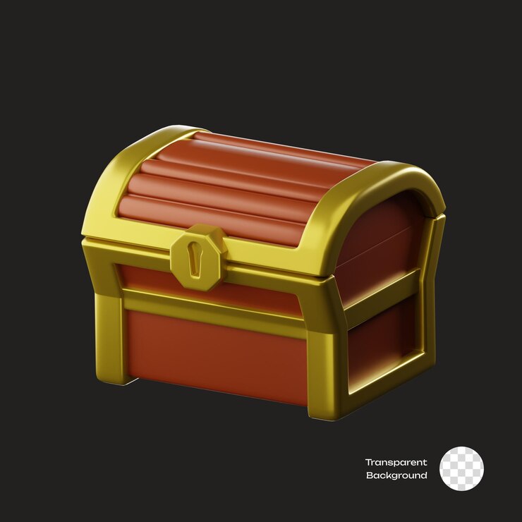 Icon 3D de los activos del juego del cofre del tesoro