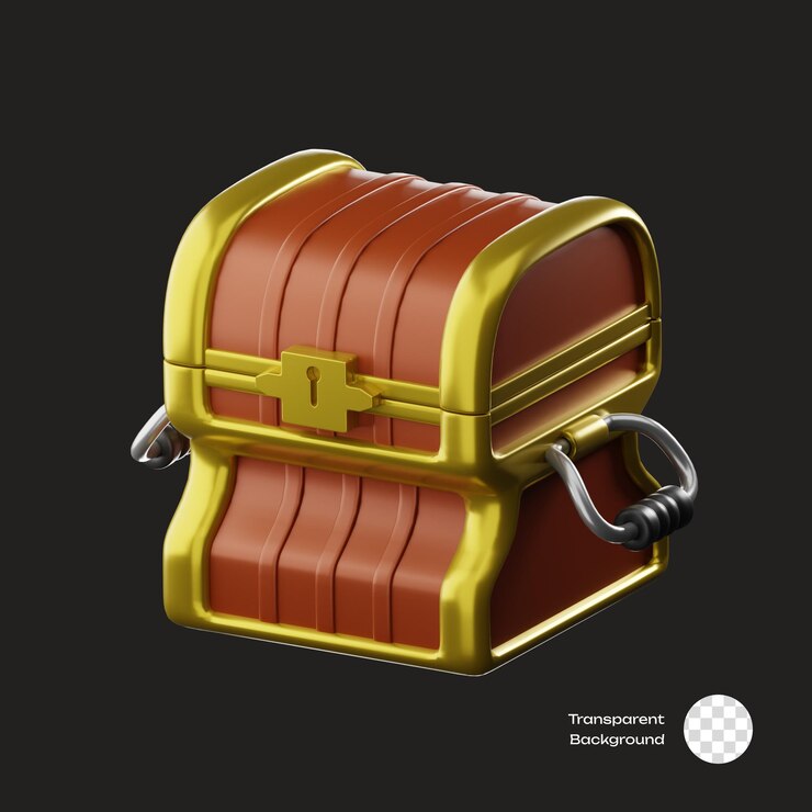 Icon 3D de los activos del juego del cofre del tesoro
