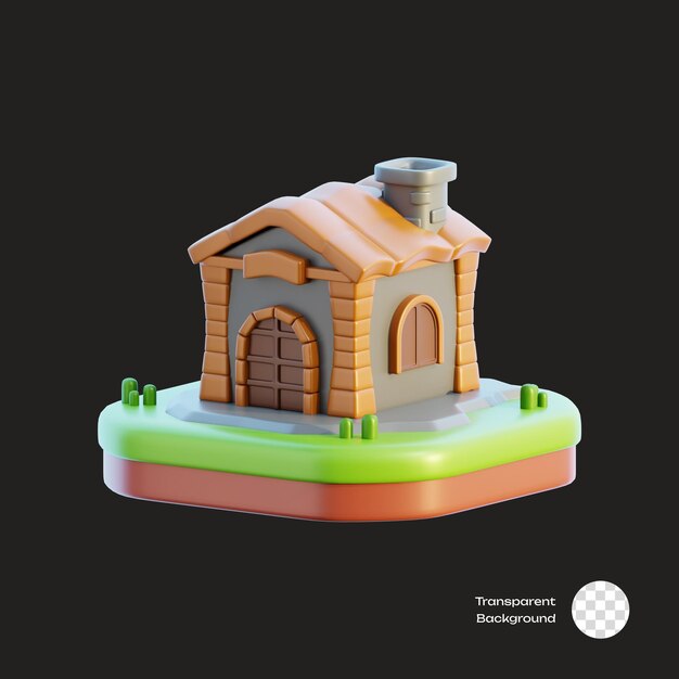 PSD icon 3d de los activos del juego fantasy house