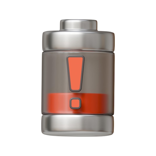 Icon 3D de advertencia de batería baja