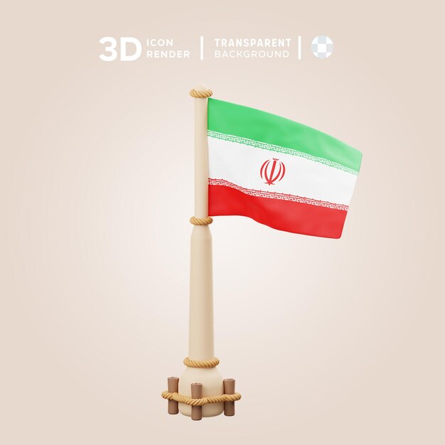 Icon 3d de la bandera de irán ilustración