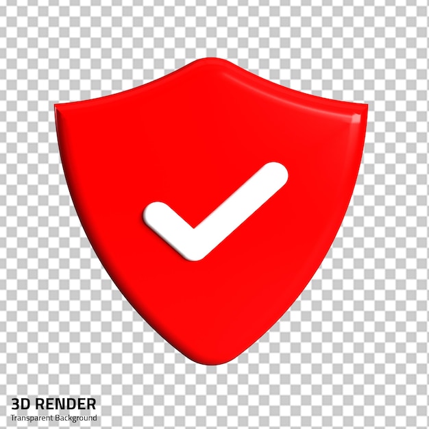 Icon 3d bestätigte Markierung für die Genehmigung des sicheren Schilds