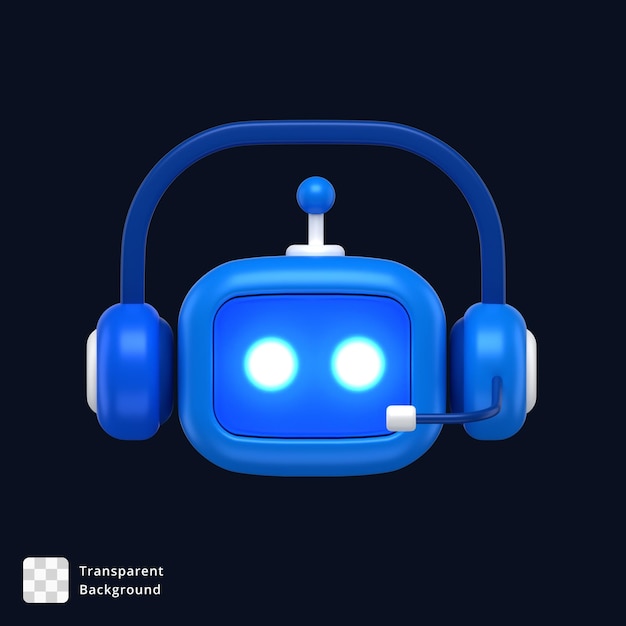 PSD icon 3d de una cabeza de robot con auriculares