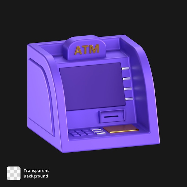 PSD icon 3d de un cajero automático púrpura