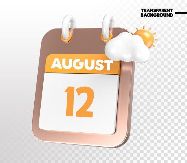 PSD icon 3d del calendario de agosto