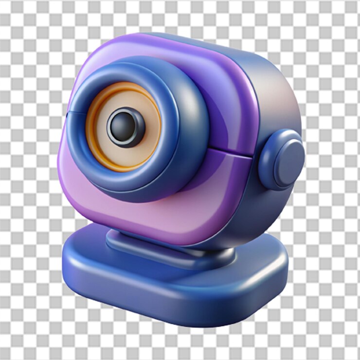 PSD icon 3d de una cámara doméstica inteligente de alta tecnología con acabados brillantes y características avanzadas