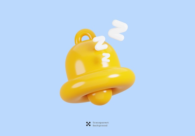 Icon 3D de la campana con zzz o desactivar la notificación con el concepto de no interrumpir