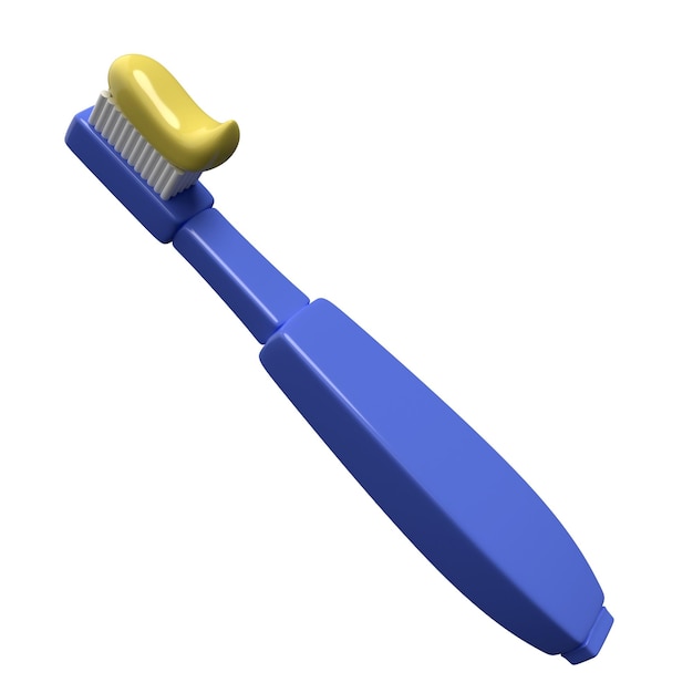 Icon 3D del cepillo de dientes sobre un fondo blanco
