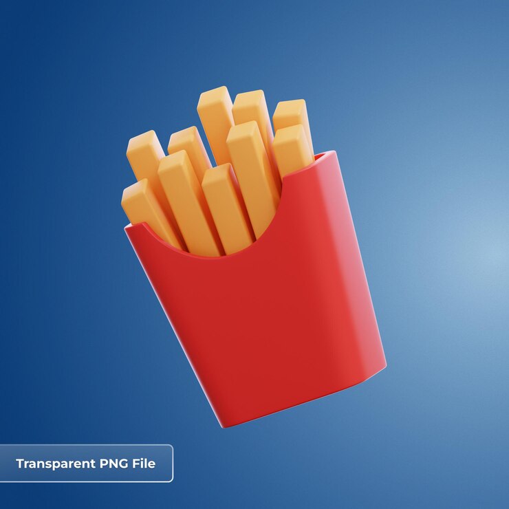 PSD icon 3d de la comida rápida de patatas fritas