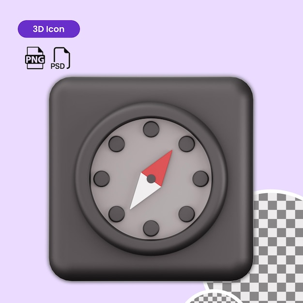 Icon 3D Compass premium psd adecuado para aplicaciones de sitios web, etc.