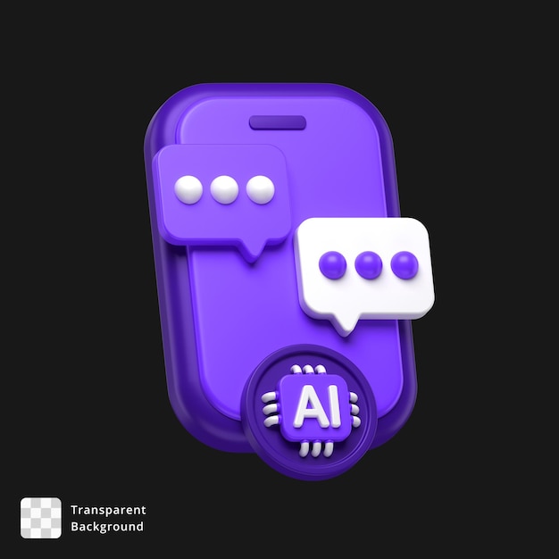 Icon 3d de una conversación de chatbot de ia en un teléfono móvil