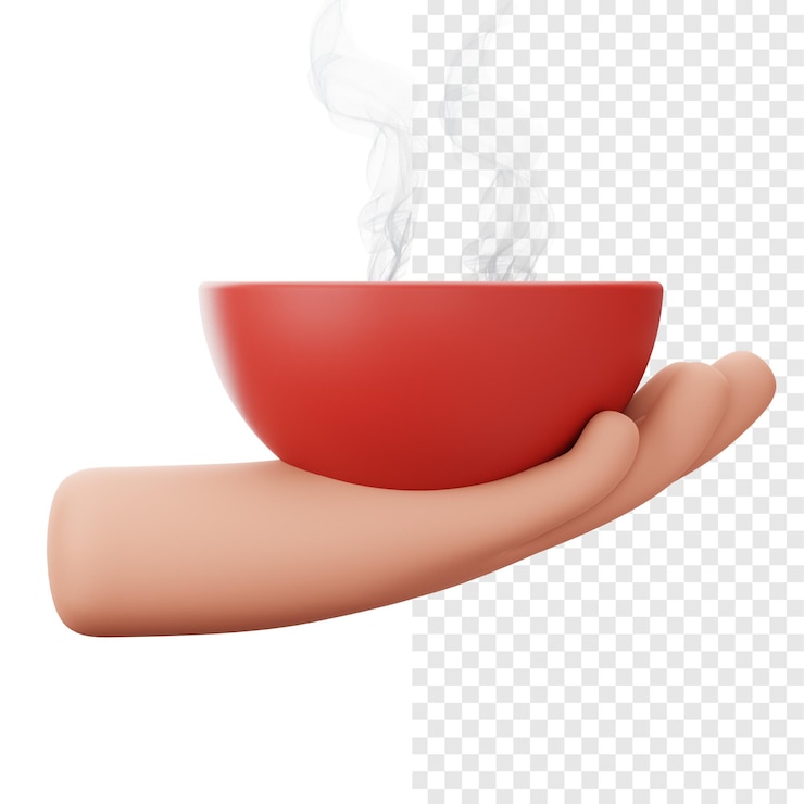 PSD icon 3d del cuenco de comida en la mano