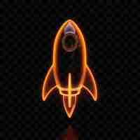 PSD icon 3d de foguete com forma aerodinâmica feita com plástico esmaltado psd y2k glowing neon web logo design