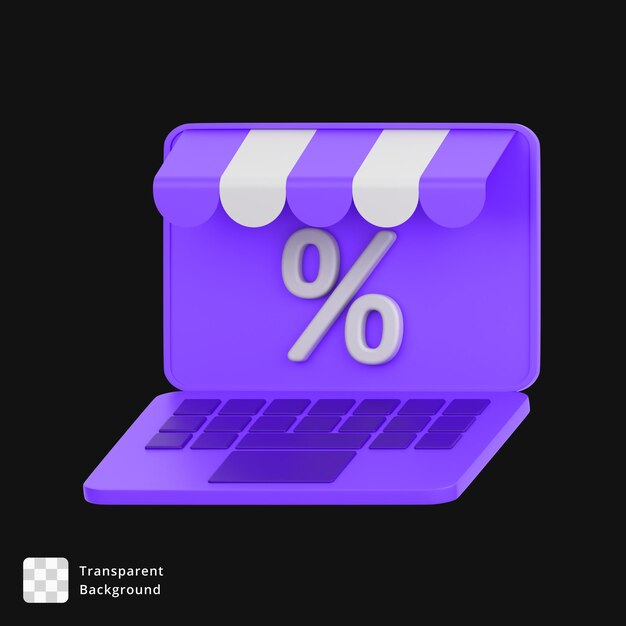 Icon 3D de un descuento en las compras en línea