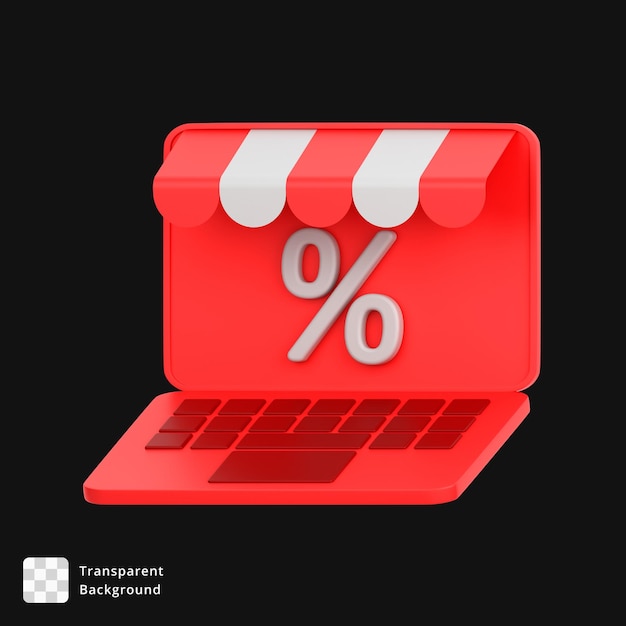 Icon 3D de un descuento en las compras en línea