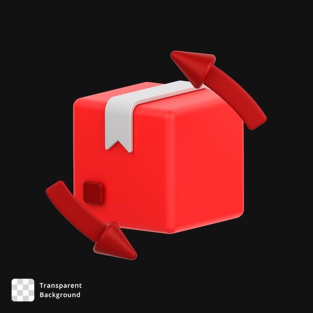Icon 3D de una devolución de paquete