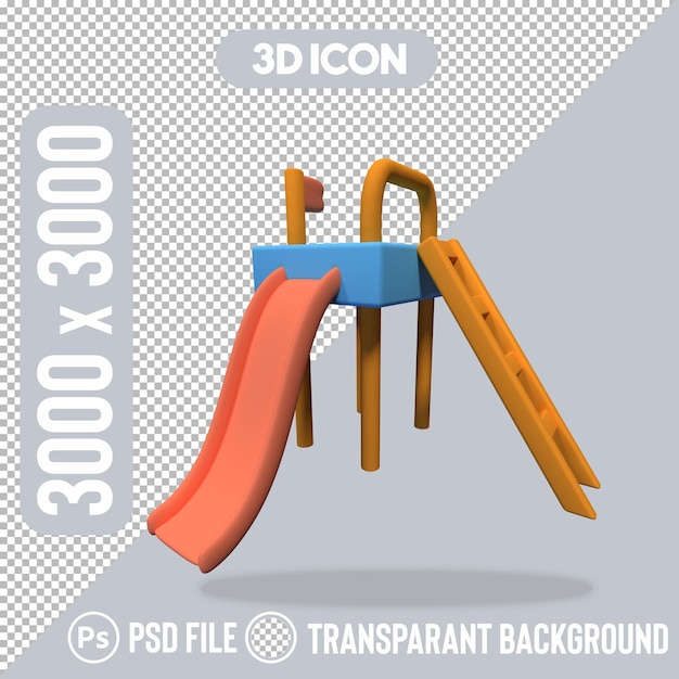 Icon 3D de diapositivas para el patio de recreo - Fondo transparente