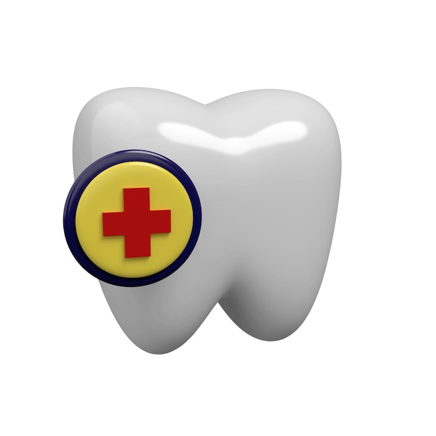 PSD icon 3d de un diente sobre un fondo blanco