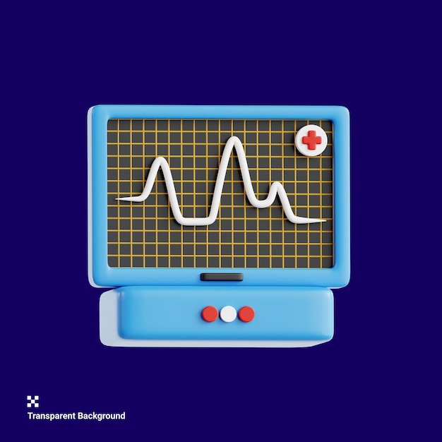 Icon 3D do dispositivo de monitoramento de eletrocardiograma e ECG