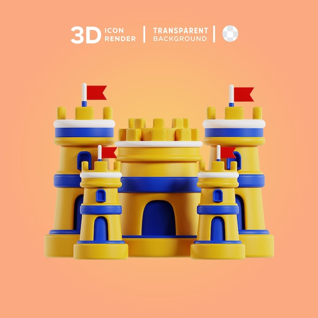 PSD icon 3d du château de sable illustration