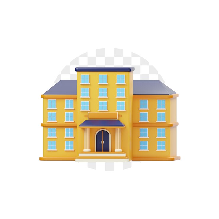 PSD icon 3d del edificio de la escuela