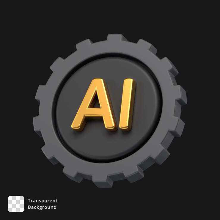 PSD icon 3d de un engranaje de ia