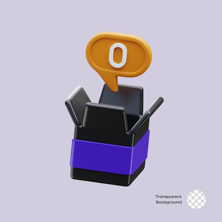 Icon 3D de estado vacío de la caja vacía